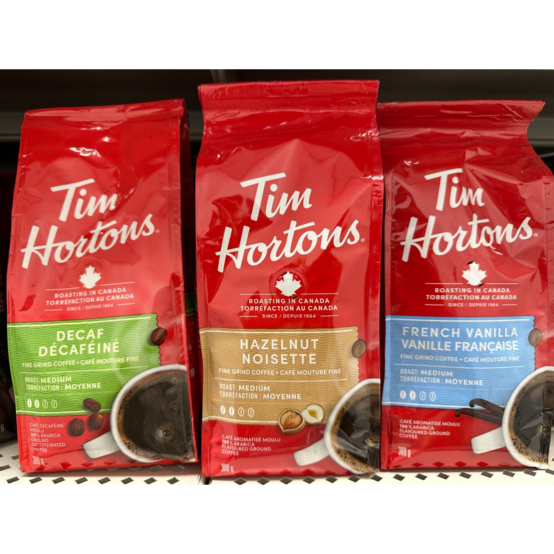 【加拿大代購】TIM HORTONS 低咖啡因/榛果風味/法式香草風味研磨咖啡粉 300g