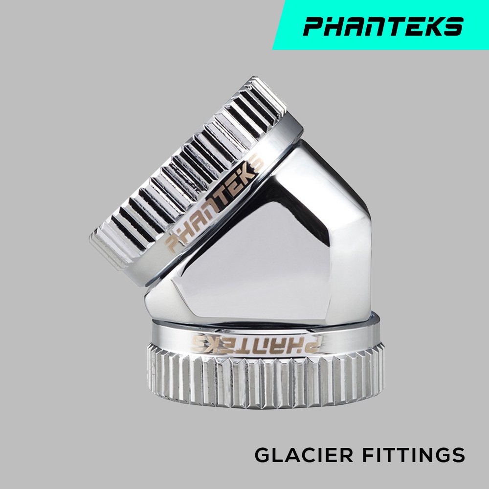 Phanteks 追風者 PH-A45_CR16 G1/4 16mm硬管對硬管45度旋轉接頭 – 銀色