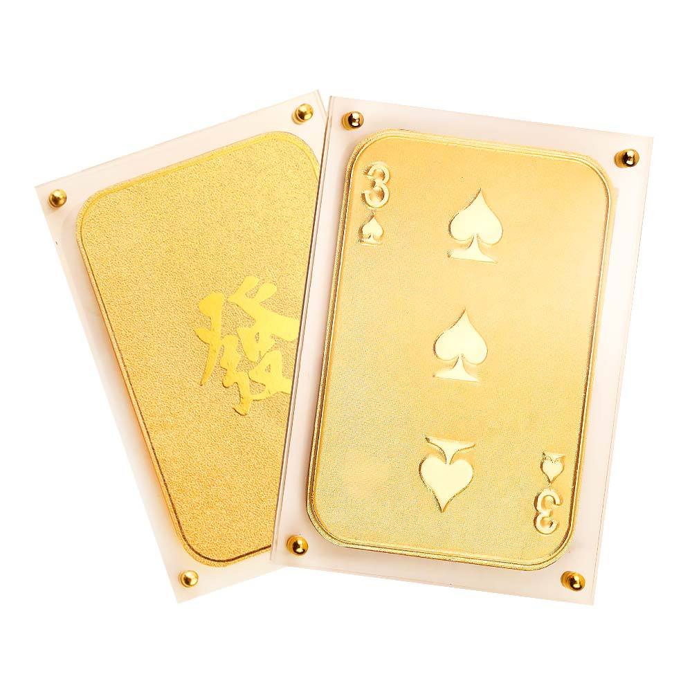[金寶珍銀樓]黃金撲克牌-黑桃3-三星拱照