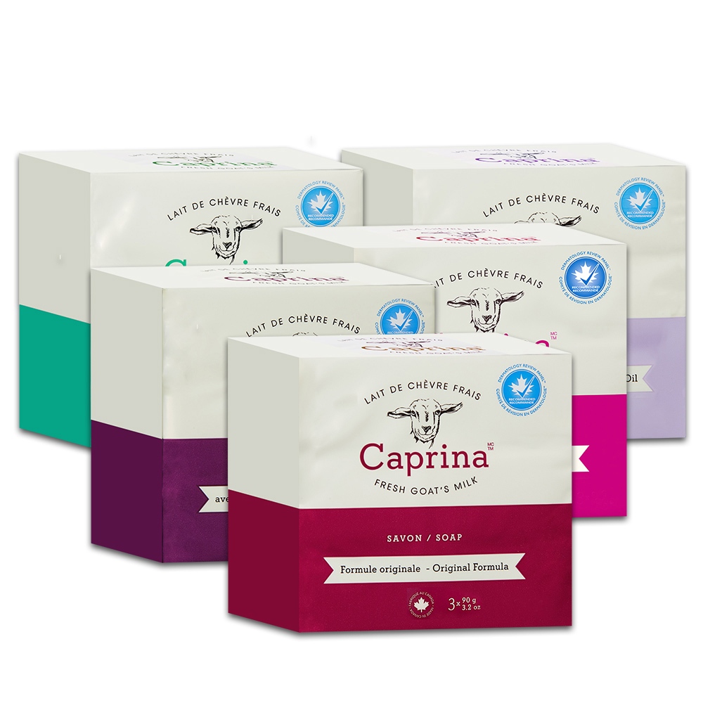 【Caprina】加拿大第一品牌 山羊奶滋養皂3入組90g(經典原味/乳油木果/蘭花香/薰衣草/尤加利薄荷)