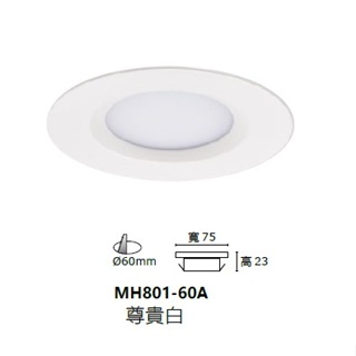 柏泓~MARCH LED 3W 櫥櫃崁燈~崁孔6cm~MH-80160-A~白框~黃光/白光/自然光