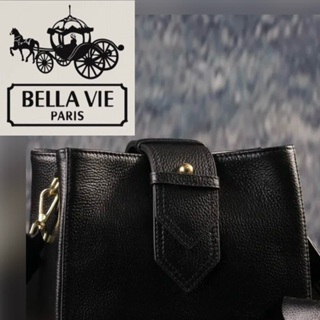 《全新吊牌未拆》🇫🇷法國Bella Vie 頭層牛皮魔術包 法國限定版 黑色單肩包 斜背包 時尚小包 多隔層袋