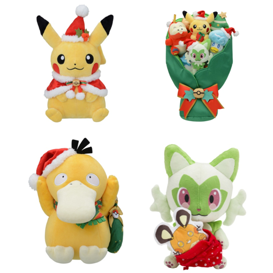 〔現貨〕〔特價數量有限，先買先贏〕日本寶可夢中心聖誕 聖誕花束 皮卡丘 呆火鱷 新葉喵 潤水鴨 皮卡丘 可達鴨 巴布土波