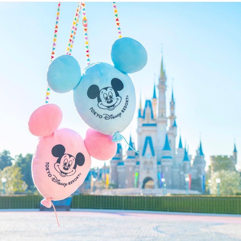 現貨 日本 東京迪士尼 粉色 米奇 絨毛 氣球 斜背包 隨身包 收納 40週年 Disney