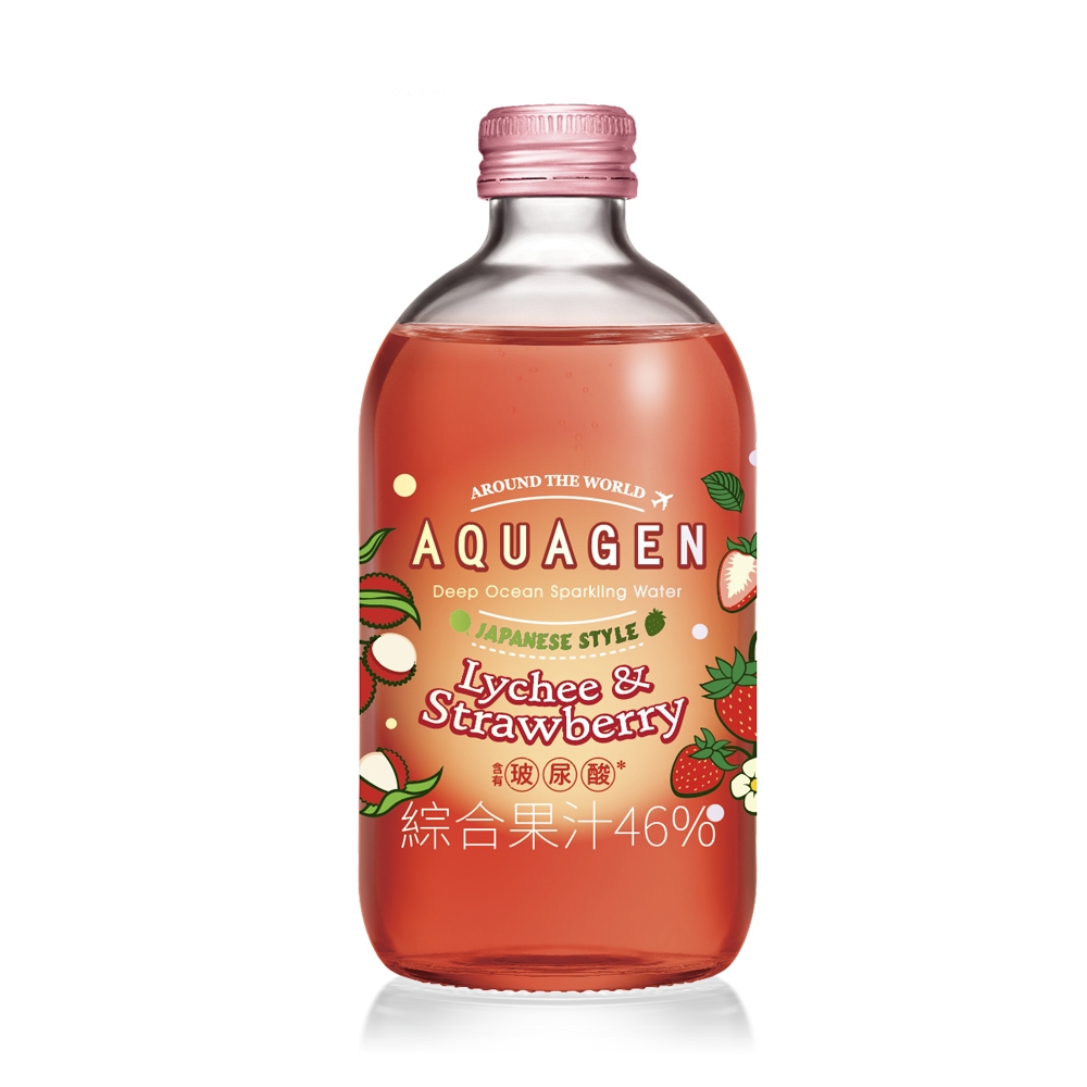 AQUAGEN-海洋深層氣泡水-日本草莓荔枝(330ml/9入/箱)