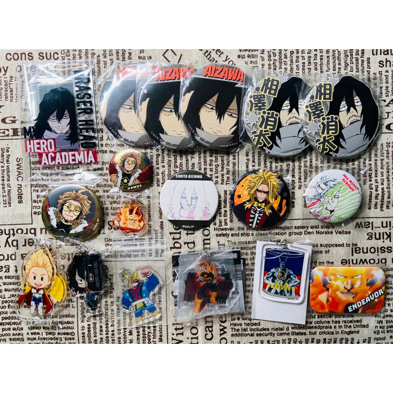 1/07更新 我的英雄學院 我英 日版周邊 歐爾麥特 相澤消太 霍克斯 奮進人 徽章 壓克力立牌 吊飾 一番賞 原畫