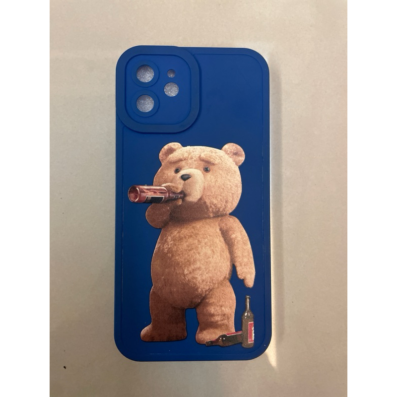 二手 藍色喝酒熊iphone(Apple)12 6.1手機殼