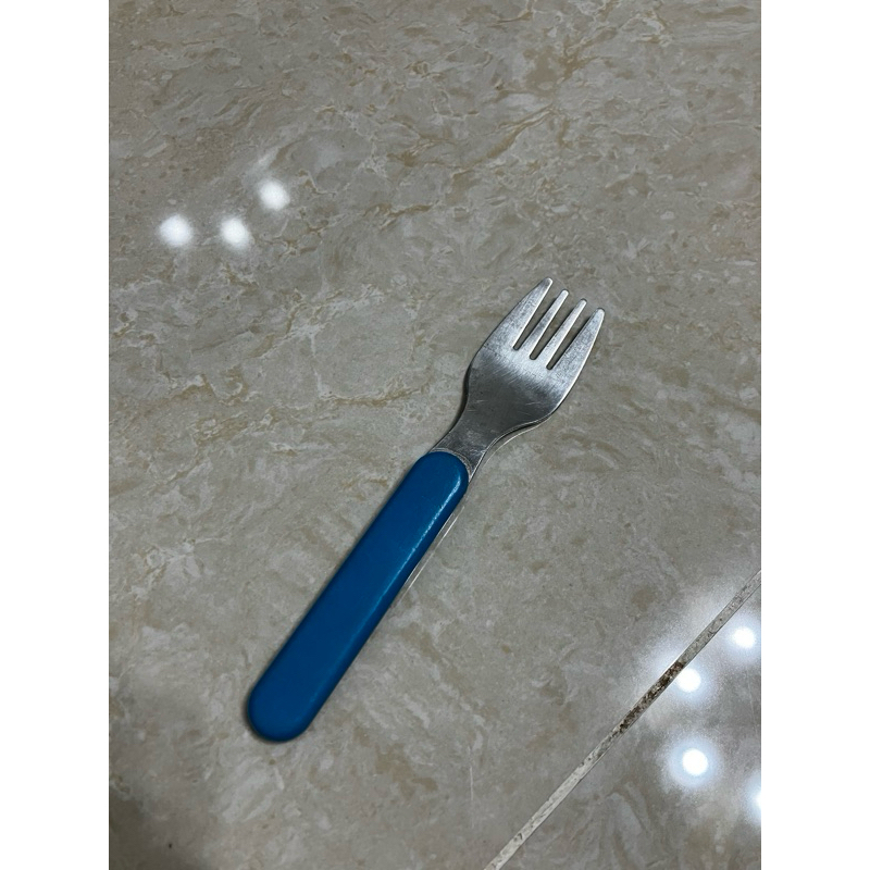 叉子 二手 餐具 不銹鋼 藍色握把