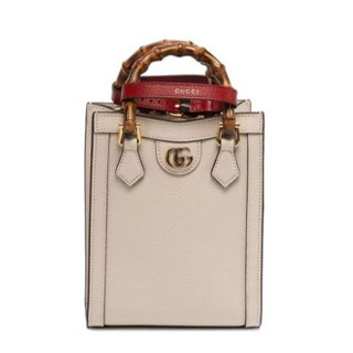 Gucci 739079 Diana 迷你直款竹節包 白色