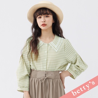 betty’s貝蒂思(31) 格紋蕾絲劍領泡泡袖襯衫(31)