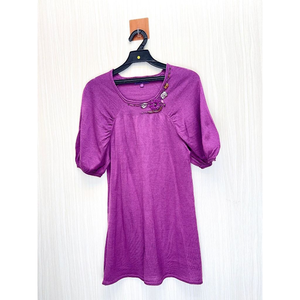 Donna Hsu 六藝設計師品牌 紫色珠飾針織上衣