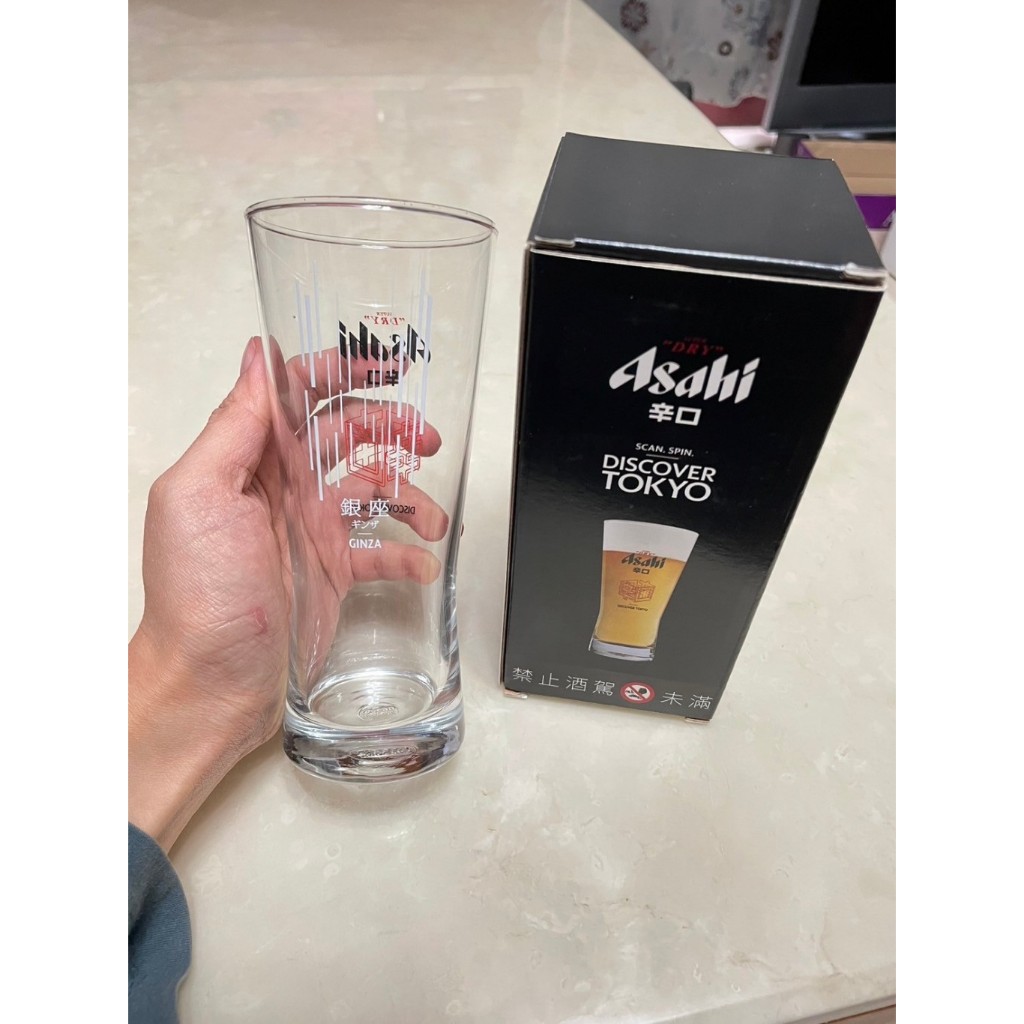 9&lt;全新&gt;Asahi  DISCOVER TOKYO銀座城市啤酒杯。復古限量玻璃杯