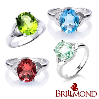 【BRILLMOND】2克拉天然寶石典雅戒(拓帕石 石榴石 橄欖石 綠紫晶)