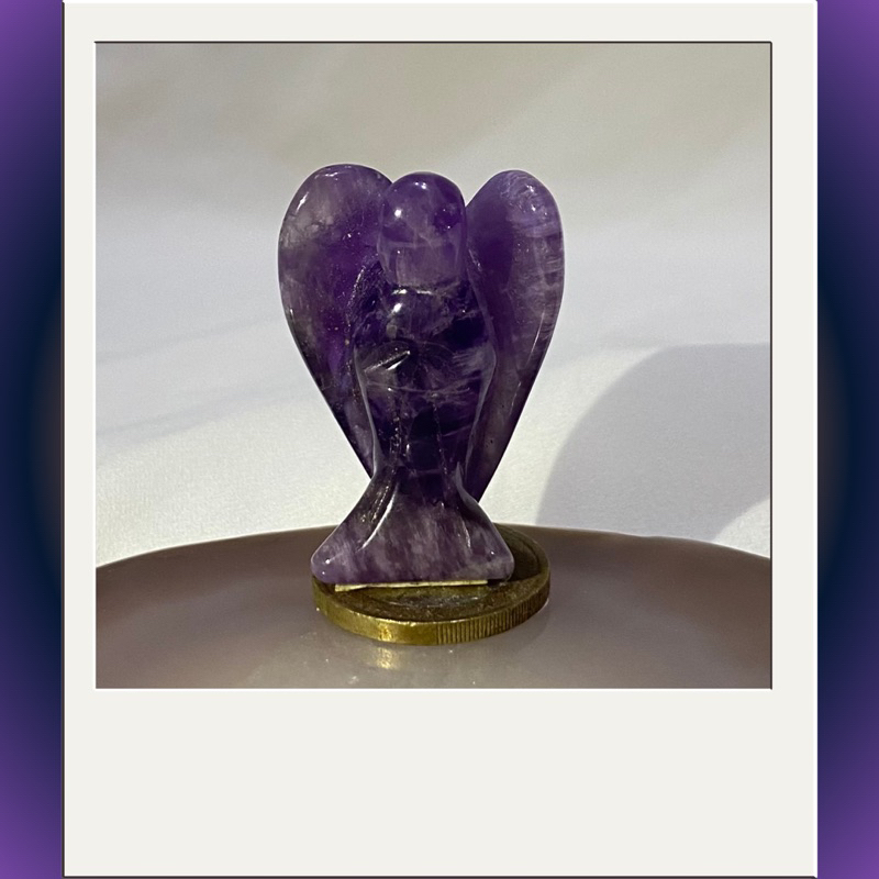 紫水晶天使雕件 高39mm寬27mm厚14mm 雕件 水晶天使 實品拍攝S1