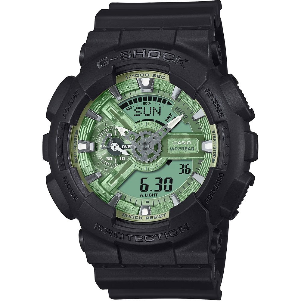 CASIO 卡西歐 G-SHOCK 鼠尾草綠色 雙顯運動手錶 GA-110CD-1A3