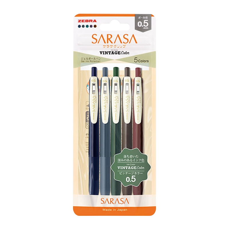 【斑馬ZEBRA】日本SARASA第一代復古新色 0.5mm鋼珠筆套組 5色入-丹尼先生雜貨舖