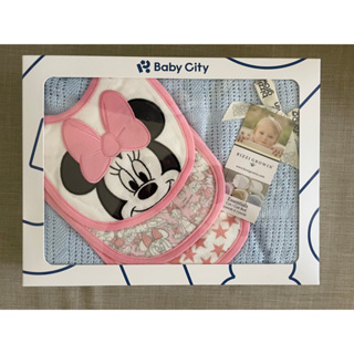 「現貨」「全新」Baby city禮盒 迪士尼包巾 Baby city迪士尼禮盒 米妮 滿月禮盒 彌月禮 口水巾 包巾