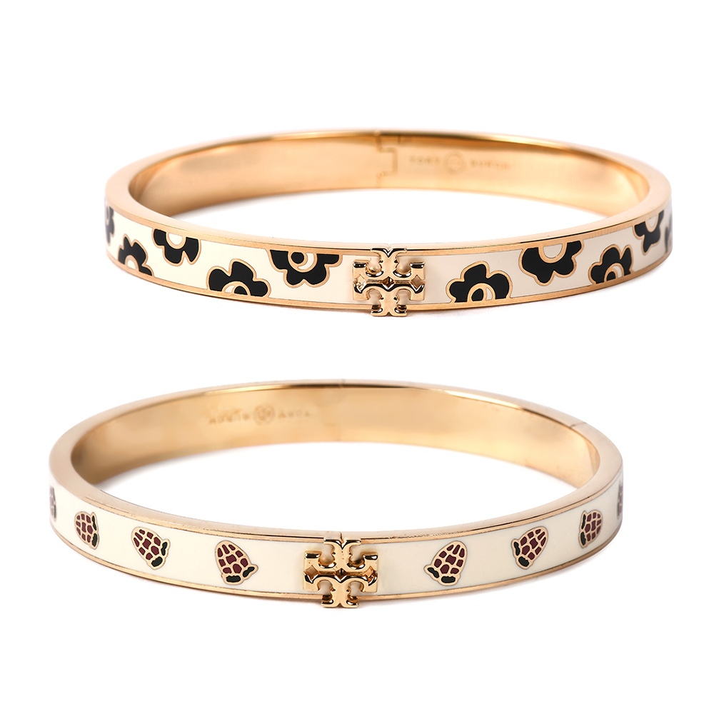 TORY BURCH Kira雙T LOGO琺瑯手環-M號(任選)151268｜GoBrand購名牌