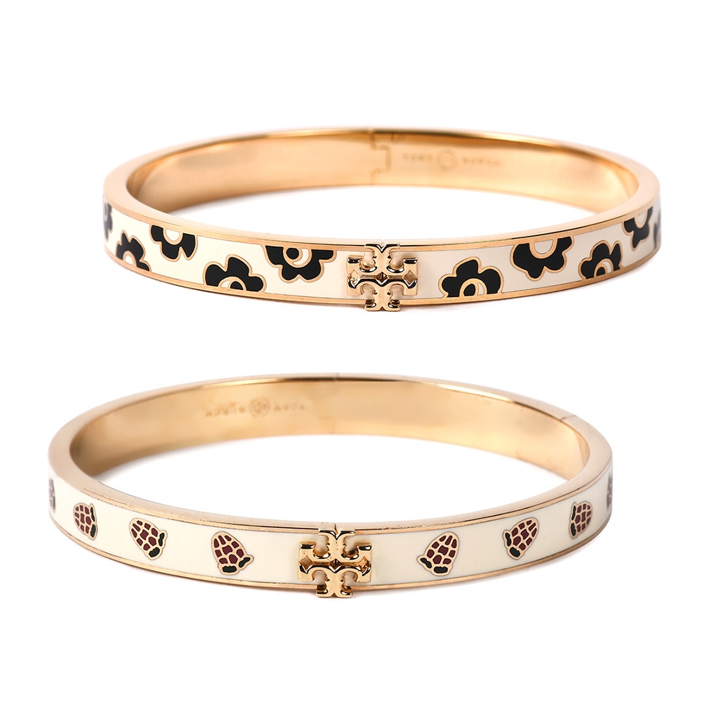 TORY BURCH Kira雙T LOGO琺瑯手環-M號(任選)151268