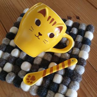 日本立體耳朵貓咪馬克杯+湯匙組 牛奶杯 陶瓷馬克杯 水杯 咖啡杯 日本製 附蓋子 蓋子馬克杯 保溫馬克杯 保溫