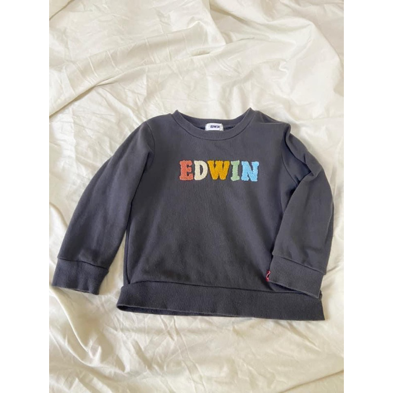 二手-Edwin 彩色字體碳黑上衣（100cm)