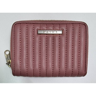 二手粉色皮包短夾皮夾拉鍊S'aime Pink Zip Wallet