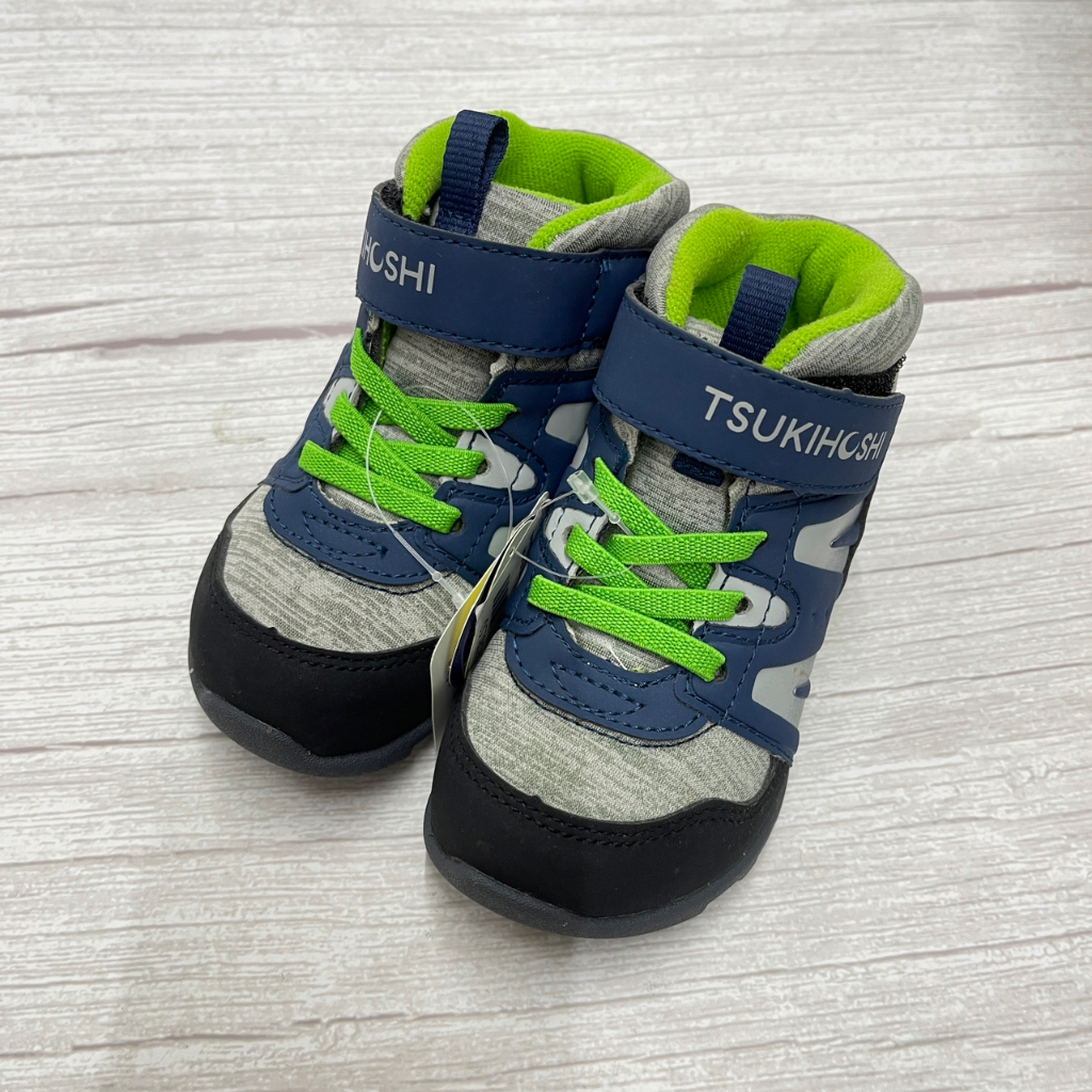 ［出清品］《布布童鞋》日本TSUKIHOSHI深藍灰色中筒兒童機能運動鞋