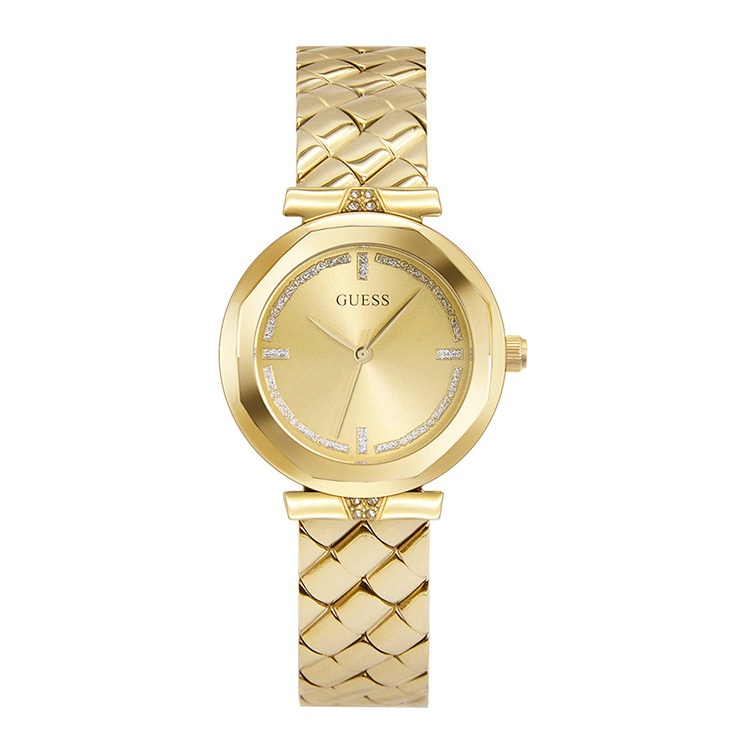 GUESS原廠平輸手錶 | 水鑽x金色 特殊造型錶帶 GW0613L2