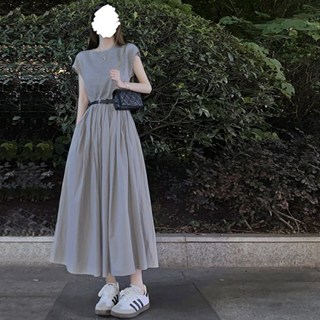中長裙 高腰洋裝 收腰洋裝禮服 S-3XL赫本風小個子黑色連身裙子女秋季新款法式氣質T341.5575胖胖美依