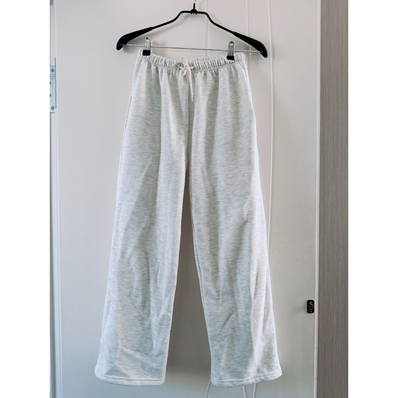 韓國購買灰白色 淺米色 淺杏色淺灰色衛褲 棉褲 內刷毛修身長褲 直筒褲