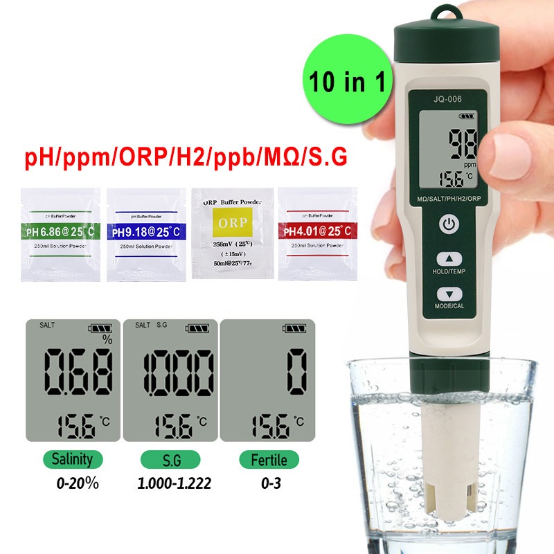 10合一PH水質測試儀 富氫水質檢測 家用自來水飲用水酸鹼度測試儀