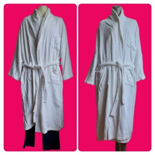 已訂勿標【Bjs啵古着】1990年代香格里拉台北遠東國際大飯店白色毛巾料純棉浴袍-L（25021967）女生要穿也可以