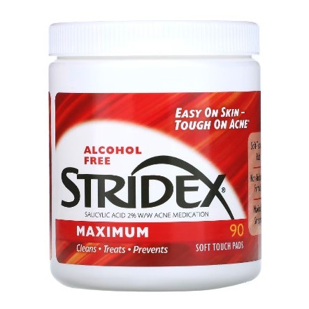 (台南永康面交/全新品) Stridex 一步緩解無酒精痘痘軟貼，90片，2%水楊酸棉片