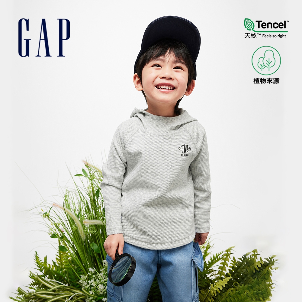 Gap 男幼童裝 Logo帽T-灰色(890279)