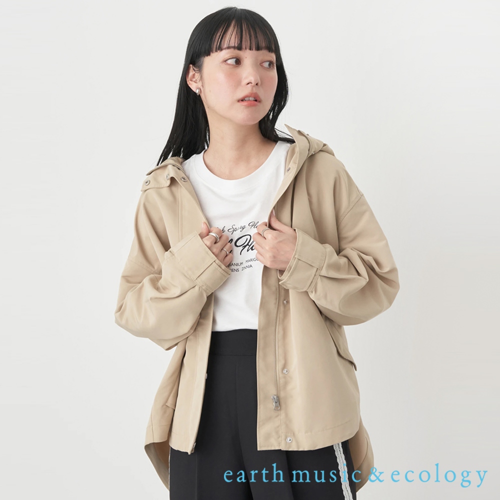 earth music&amp;ecology 前短後長簡約連帽夾克外套(1N41L0Y0500)