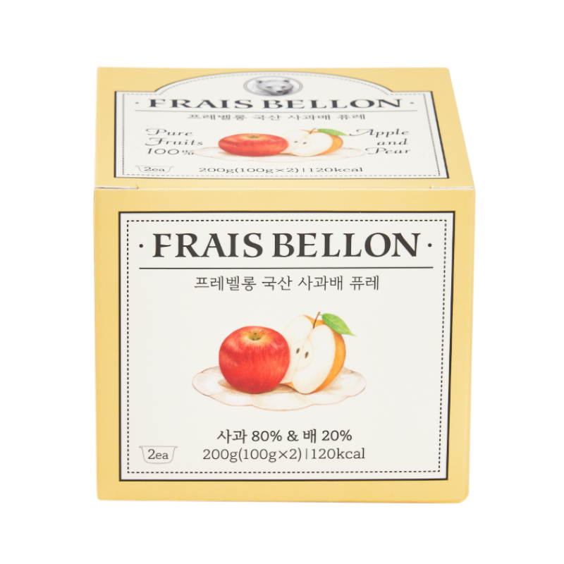 Frais Bellon韓國進口 寶寶果泥 蘋果梨子果泥 (100克/杯，2杯/盒)