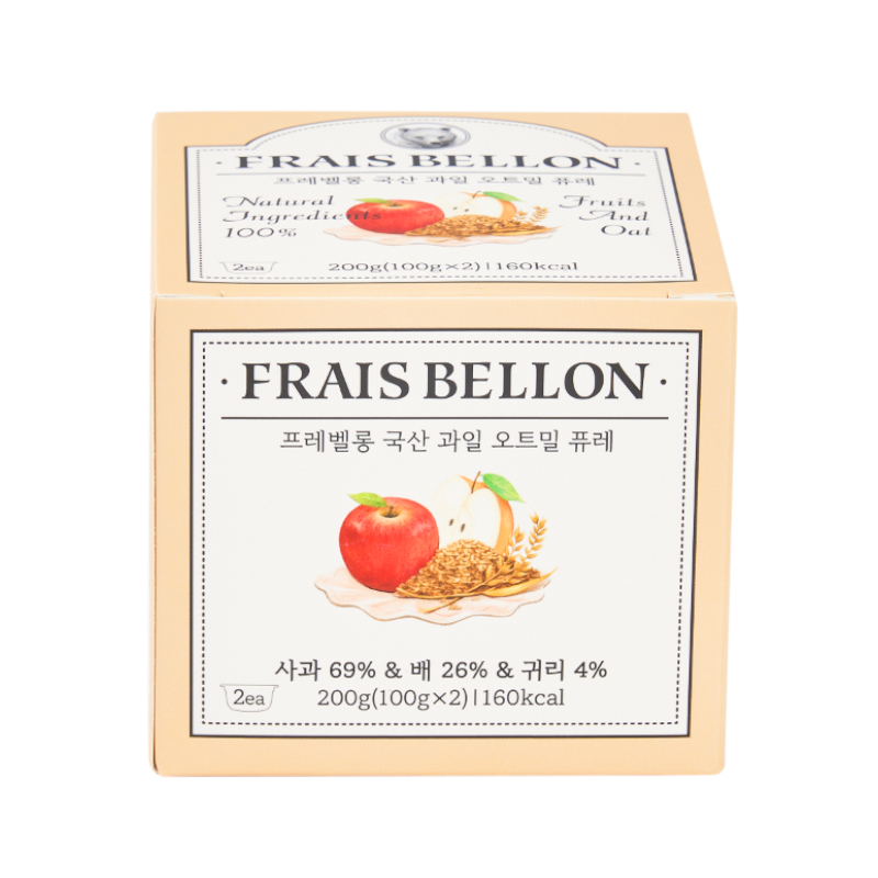 Frais Bellon韓國進口 寶寶果泥 蘋果梨子燕麥泥 (100克/杯，2杯/盒)