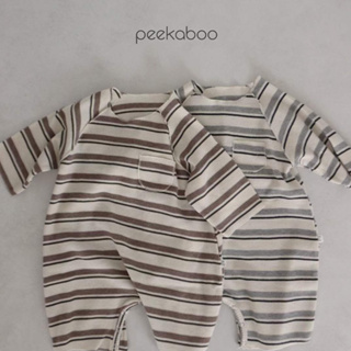 peekaboo 條紋華夫寶寶連身衣｜嬰兒包屁衣 韓國童裝 寶寶衣服 嬰兒衣服 新生兒衣服 包屁衣 嬰兒帽子