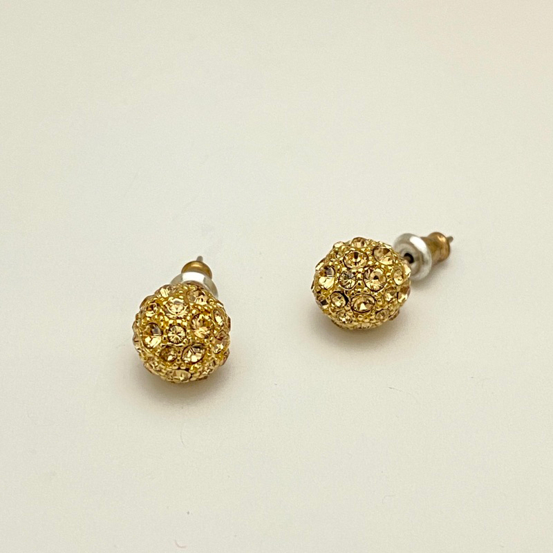 8mm Crystal Ball Earrings 8mm 耳環 水鑽 金色