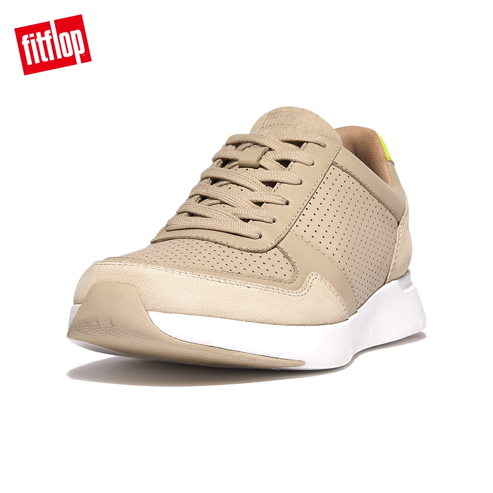 【FitFlop】ANATOMIFLEX MENS LEATHER MIX SNEAKERS運動風繫帶休閒鞋-男(白石色