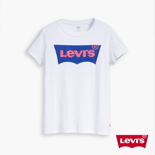Levis 女款 短袖T恤 異材質壓印Logo 白 17369-0400