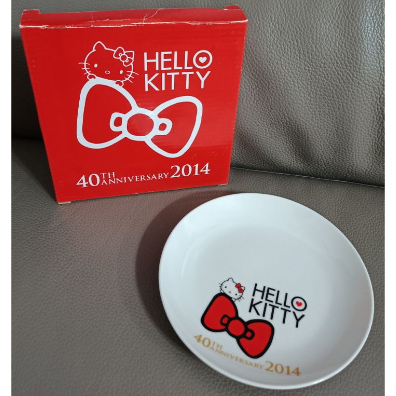 * 絕版 日本 LAWSON × 三麗鷗 Hello Kitty 凱蒂貓 2014 40週年 造型 陶瓷盤 盤子