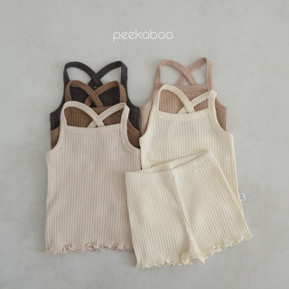 peekaboo 寬紋後交叉兒童套裝｜女童套裝 寶寶套裝 嬰兒套裝 兒童衣服 女童 髮帶 韓國童裝 兒童睡衣 寶寶衣服