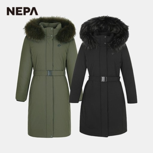 韓國戶外登山品牌 NEPA 過季女款長版連帽羽絨外套型號7I82023 附腰帶設計~預購中 下標前請先詢問