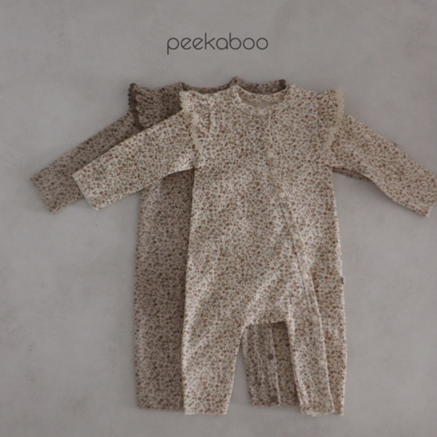 Peekaboo 肩荷葉花卉連身衣《現+預》｜新生兒衣服 女寶包屁衣 寶寶衣服 嬰兒衣服 寶寶髮帶 韓國童裝