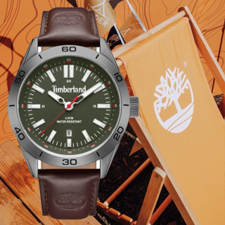 Timberland 天柏嵐 HILLSBORO系列 山林經典休閒腕錶 皮帶-綠43mm(TDWGB0041401)