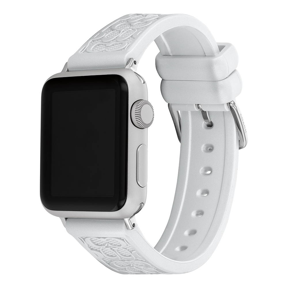 COACH Apple Watch 錶帶 38/40/41mm適用- 白色珠光矽膠錶帶(不含手錶)