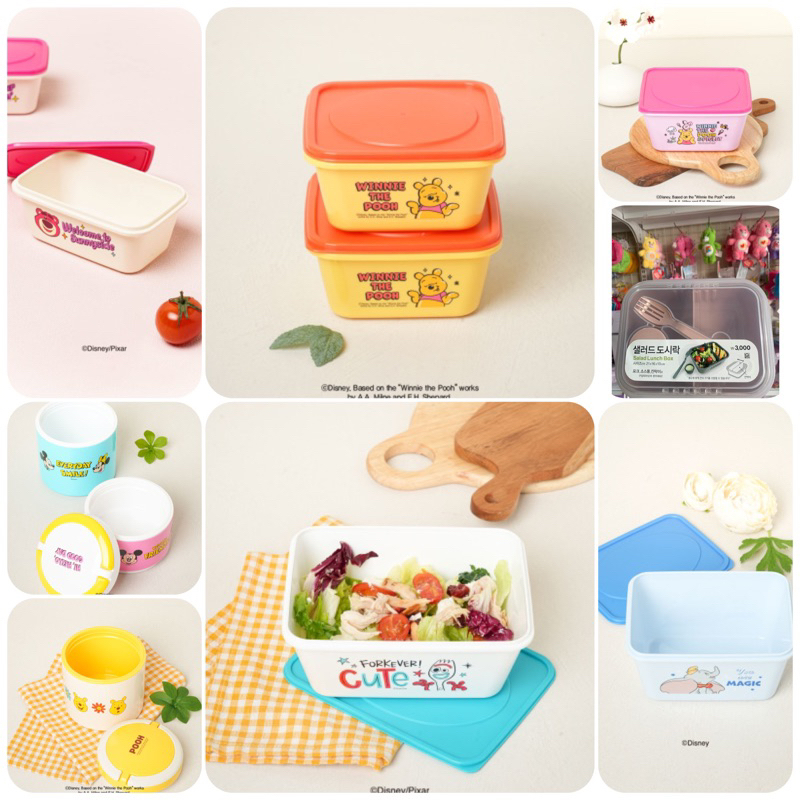 ［Be Woman] 現+預 韓國 大創 Daiso 維尼 小熊維尼 小飛象 環保 沙拉盒 保鮮盒 附叉子 裝醬盒