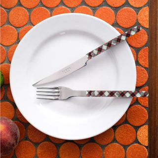 【法國Sabre Paris】Bistrot法式復古餐具-白紋菱格-多款《屋外生活》戶外 露營 餐具 叉子 湯匙 刀子