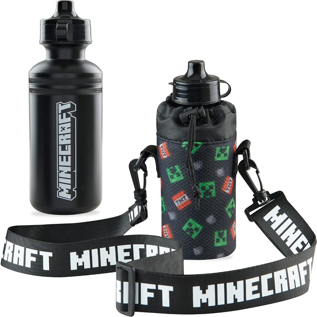 預購 550ML🚀英國正貨🚀英國專櫃 Minecraft 麥塊 兒童 水壺 塑膠 背帶 水壺提袋